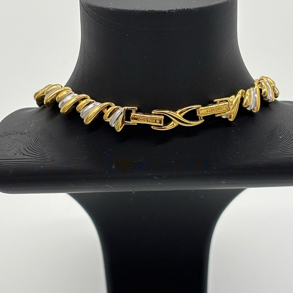 Nina Ricci Gold and Silver X-Pattern Necklace - Picture 2 of 4